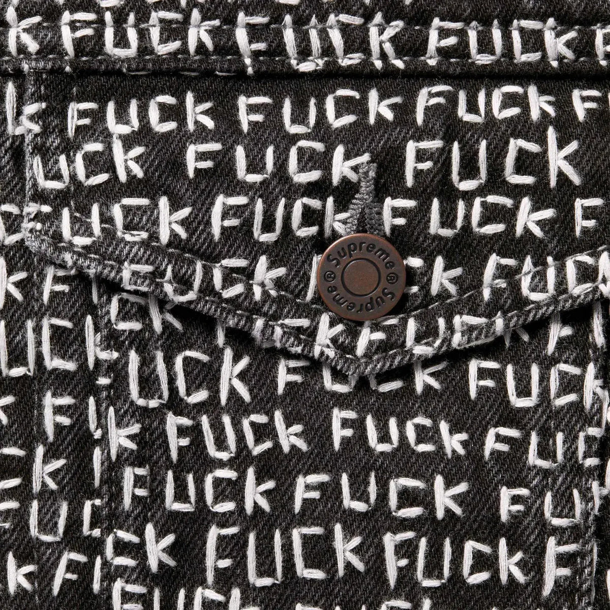 Supreme F*ck Stitch Denim Trucker Jacket Black