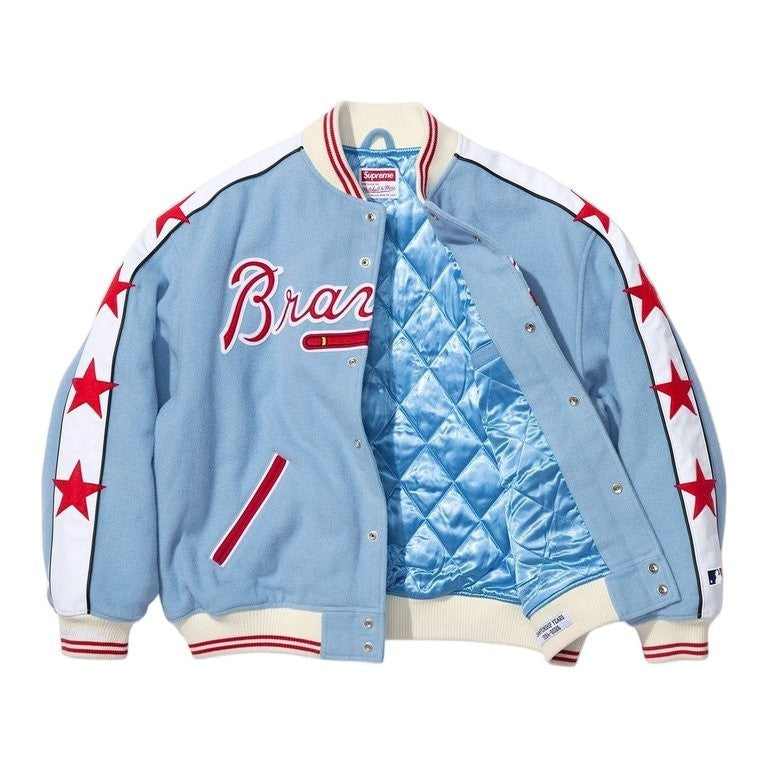 Supreme Mitchell Ness Teams Varsity Jacket Light Blue
