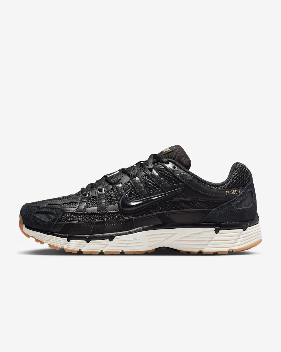 HF0015-001 Nike P-6000 Suede Black Metallic Gold Grain Sail Black (Men's)
