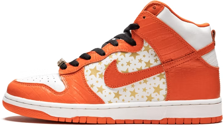 307385-181 Supreme Ã Nike SB Dunk High "Orange Stars" (Men's)