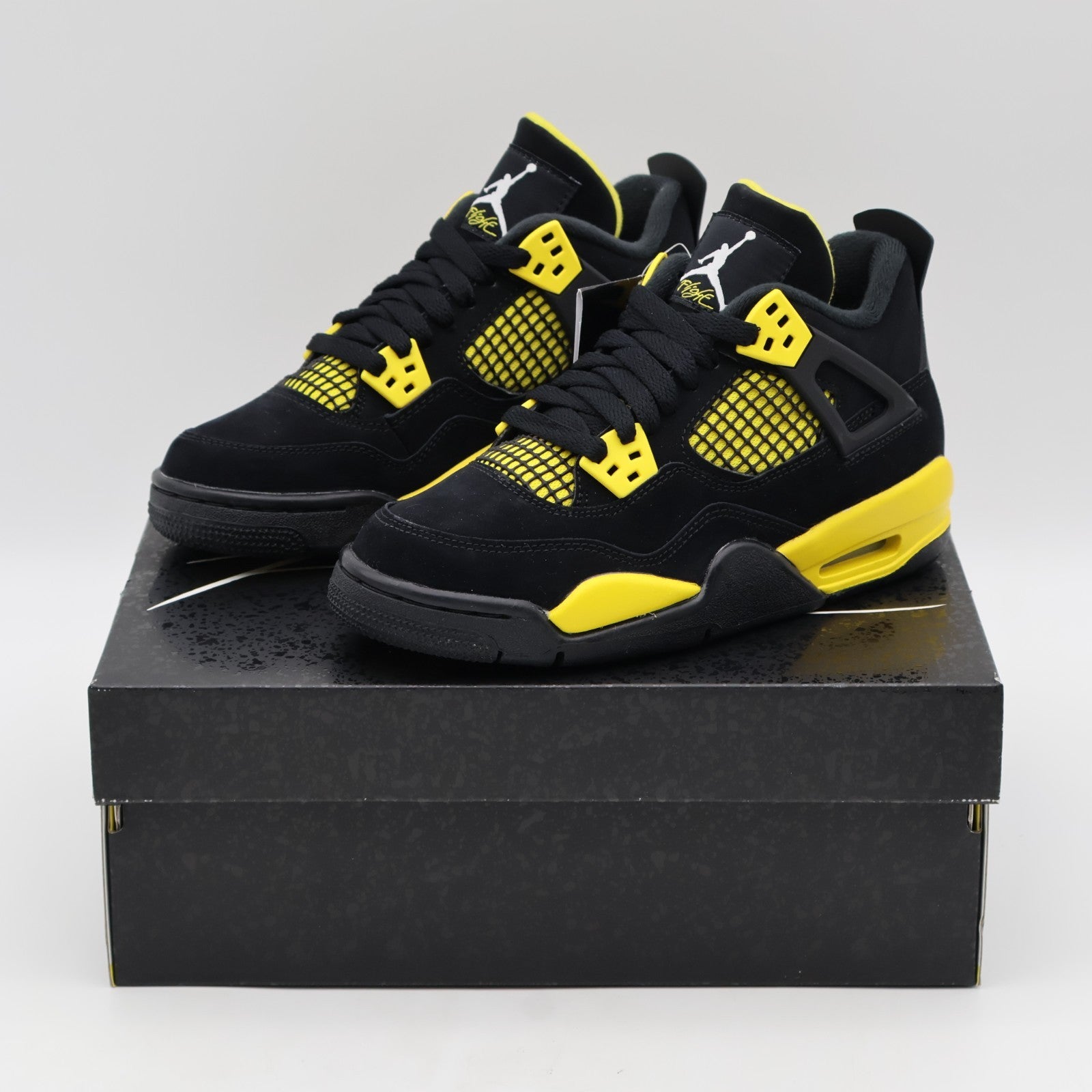 408452-017 Nike GS Air Jordan 4 Retro Thunder Black Gold Yellow