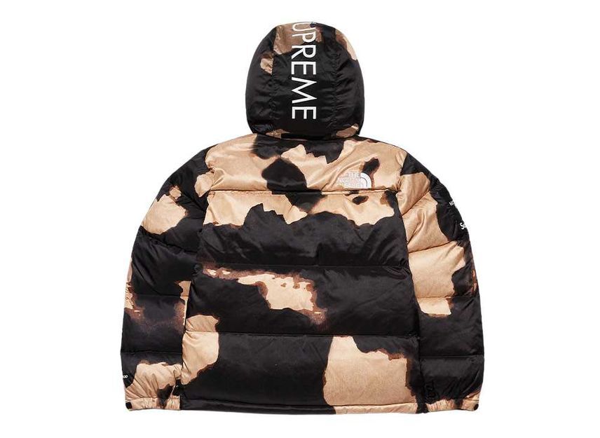 Supreme The North Face Bleached Denim Print Nuptse Jacket Black