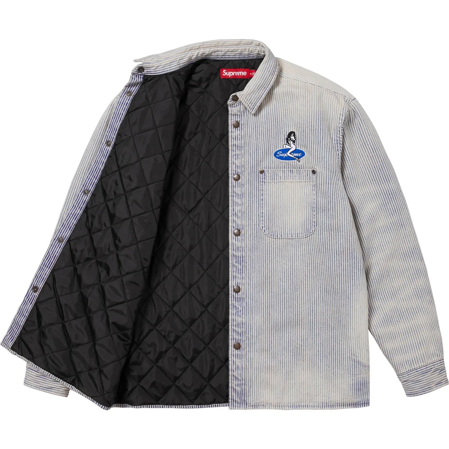 Supreme Quilted Lined Denim Snap Shirt Stripe