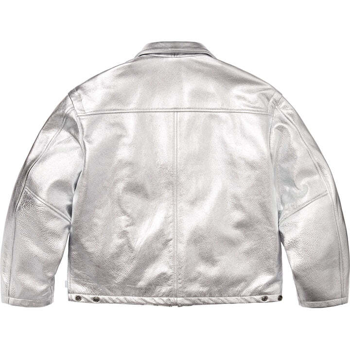 Supreme Schott Leather Clip Jacket Silver