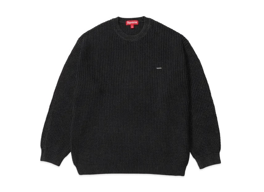 Supreme Washed Small Box Waffle Sweater "Black"