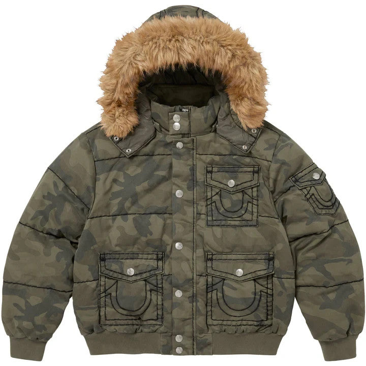 Supreme True Religion Puffer Jacket Woodland Camo