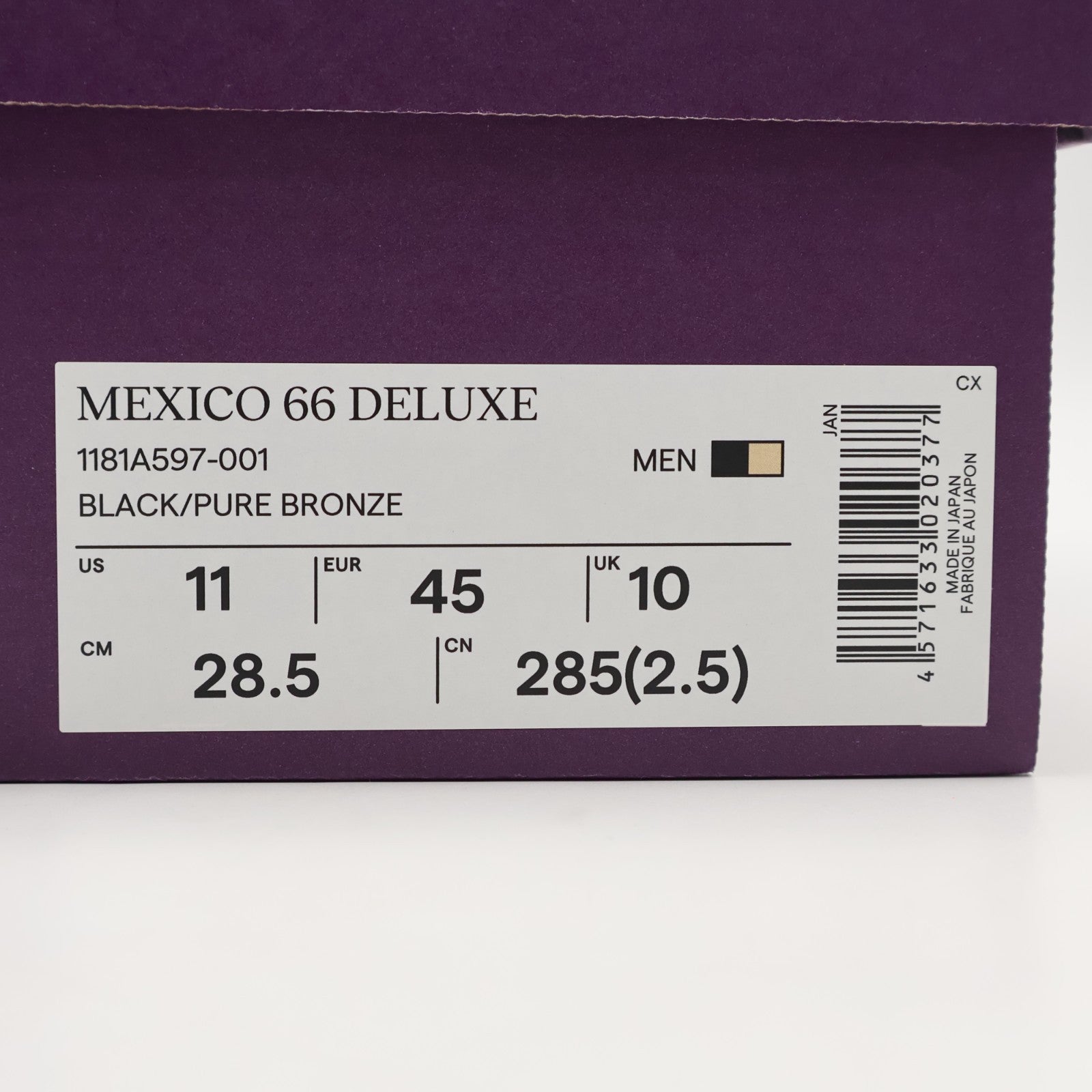 1181A597-001 Onitsuka Tiger NIPPON MADE MEXICO 66 DELUXE BLACK PURE (Men's)
