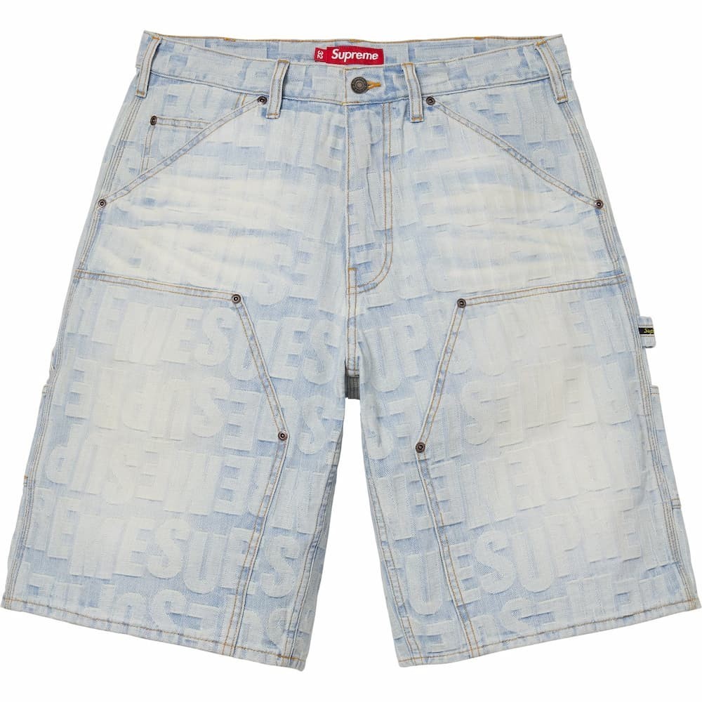 Supreme Repeat Jacquard Double Knee Denim Short Light Washed Indigo
