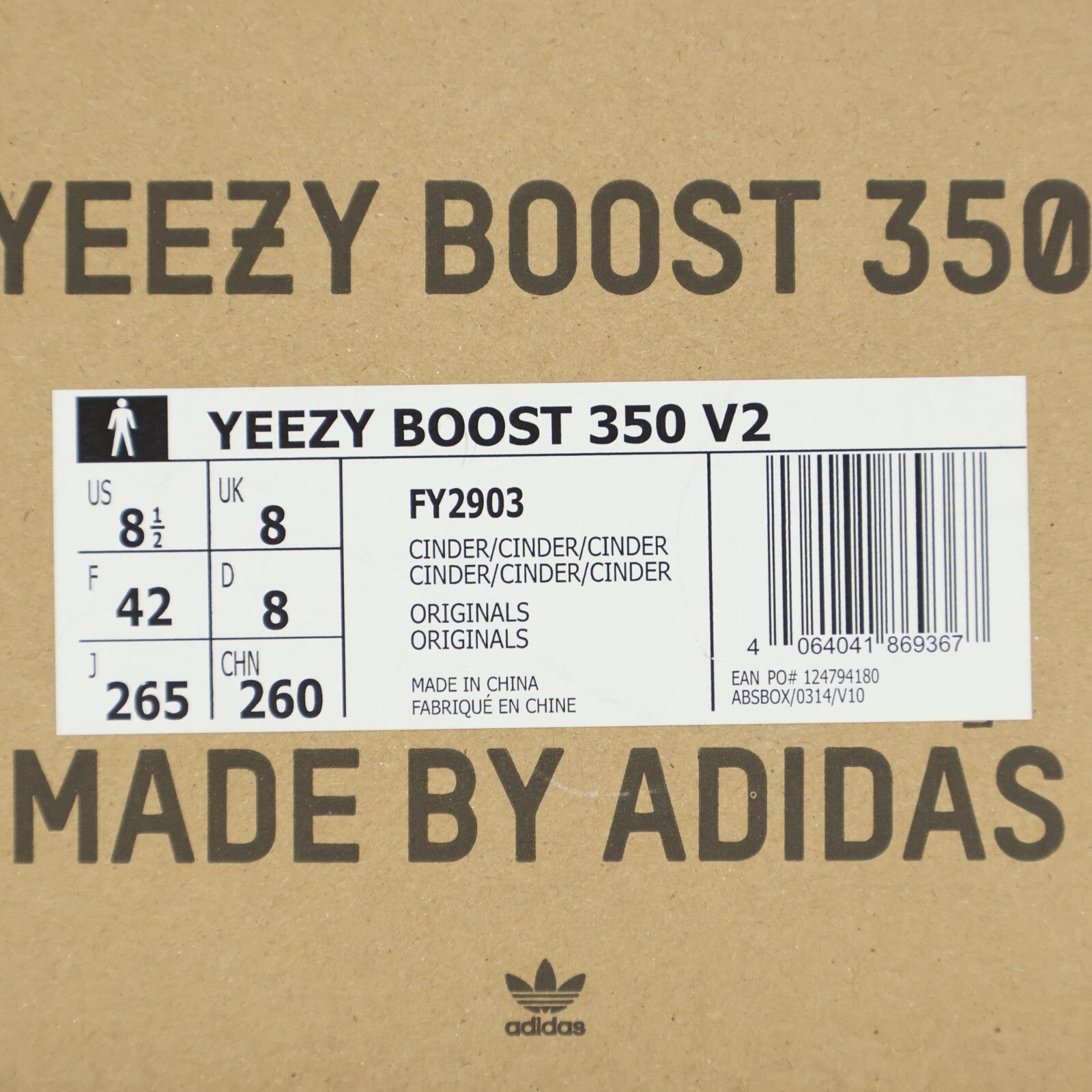 FY2903 adidas Yeezy Boost 350 v2 Cinder Black Grey Brown (Men's)