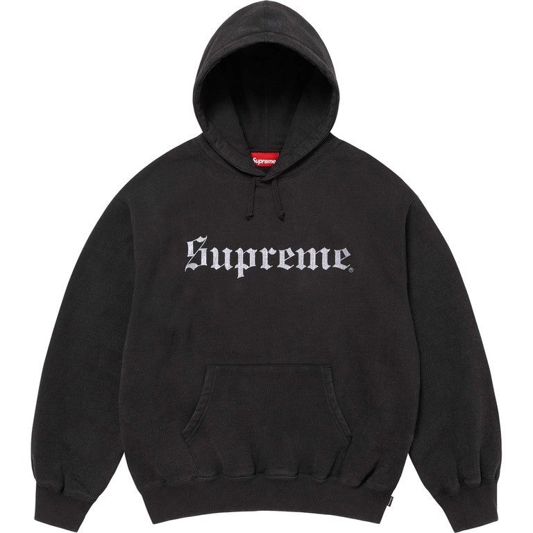 Supreme Washed Old English Hooded Sweatshirt Black