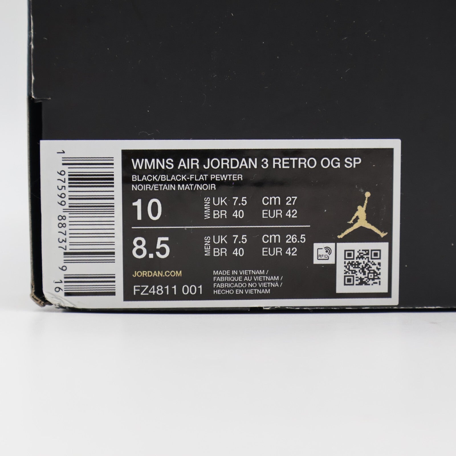 FZ4811-001 A Ma Maniere Nike Women's Air Jordan 3 Retro OG SP Black (Women's)