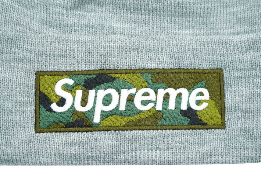 Supreme New Era Box Logo Beanie Heather Grey 23FW