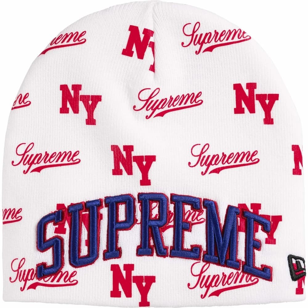 Supreme New Era Monogram Beanie White