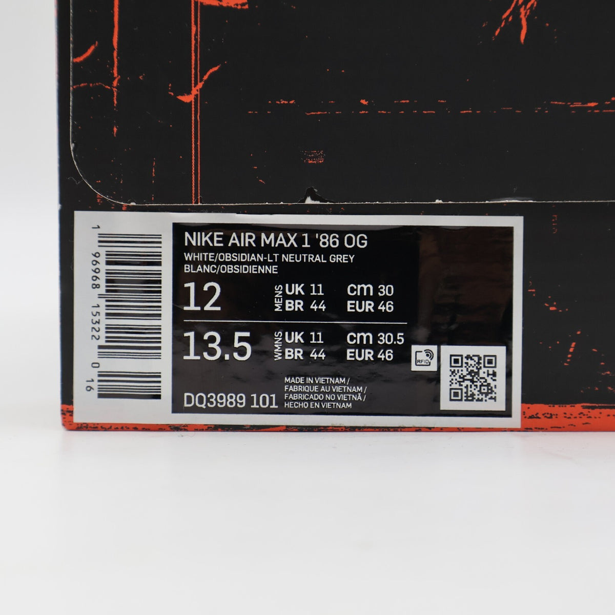 DQ3989-101 Nike Air Max 1 '86 OG Dark Big Bubble Obsidian University Red (Men's)