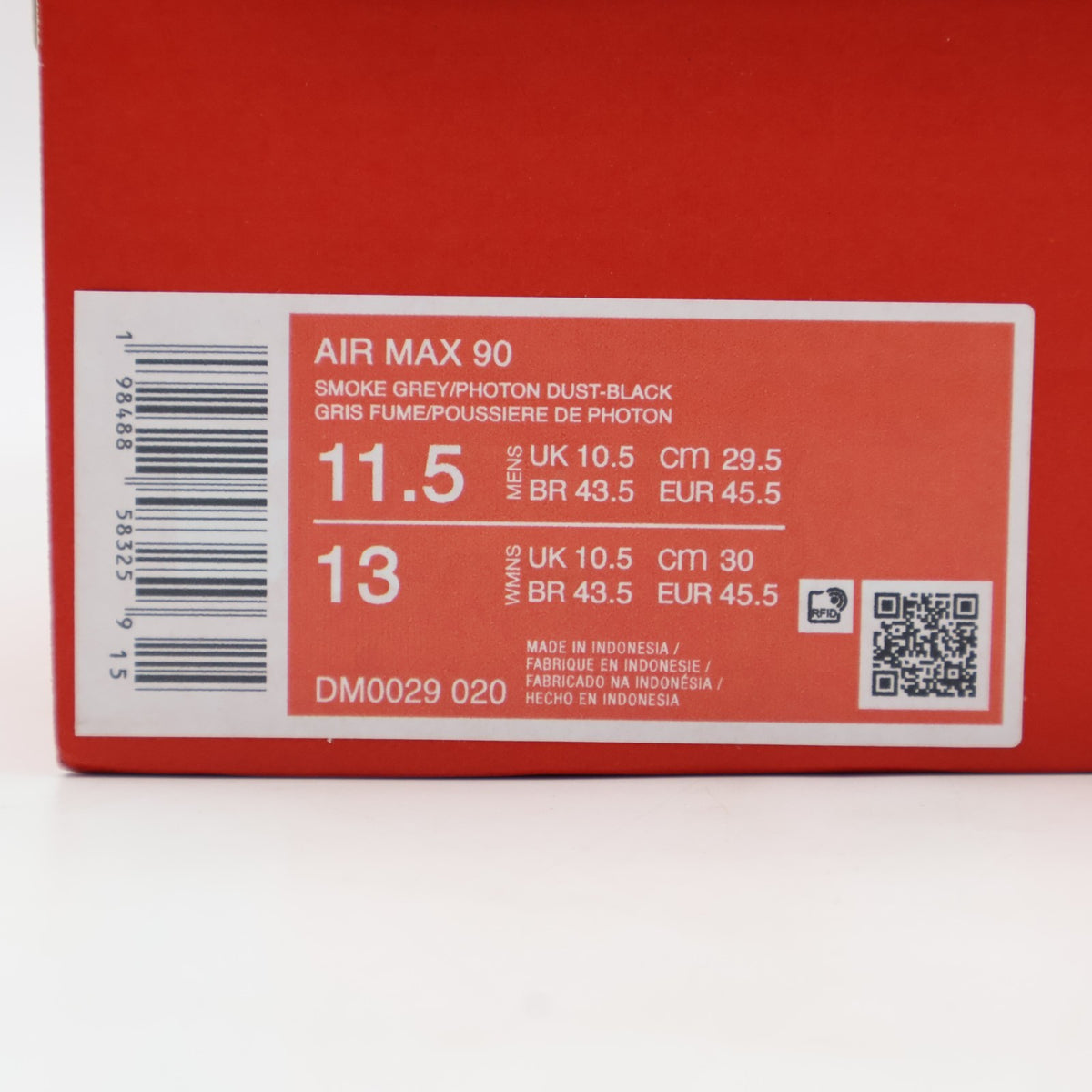 DM0029-020 Nike Air Max 90 Smoke Grey Black Dark Smoke Grey Photon Dust (Men's)