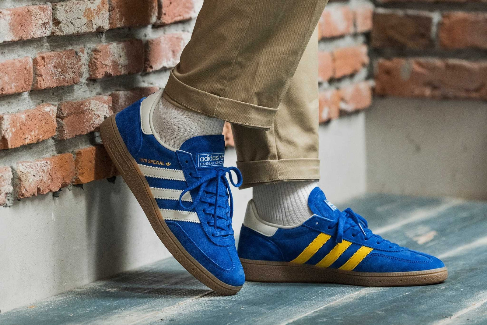 IH0130 adidas Originals Handball Spezial Made in Germany Blue Yellow Gum (Men's)