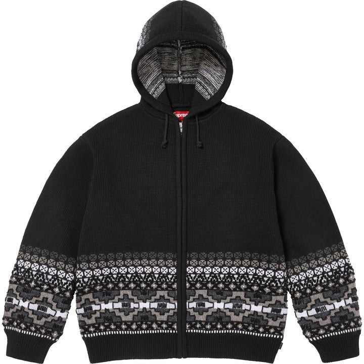 Supreme Beaded Zip Up Hooded Sweater Black