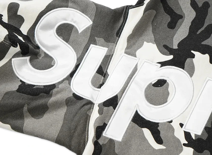 Supreme Satin Applique Hooded Sweatshirt (26SS) "Snow Camo"