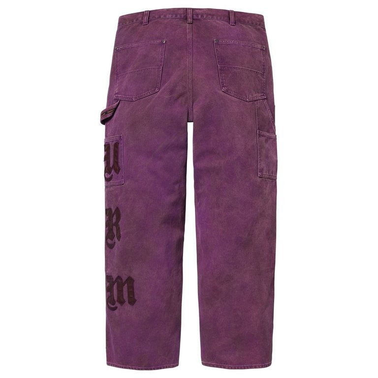 Supreme Leather Applique Double Knee Painter Pant Purple