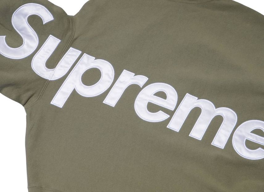 Supreme Satin Applique Hooded Sweatshirt Light Olive