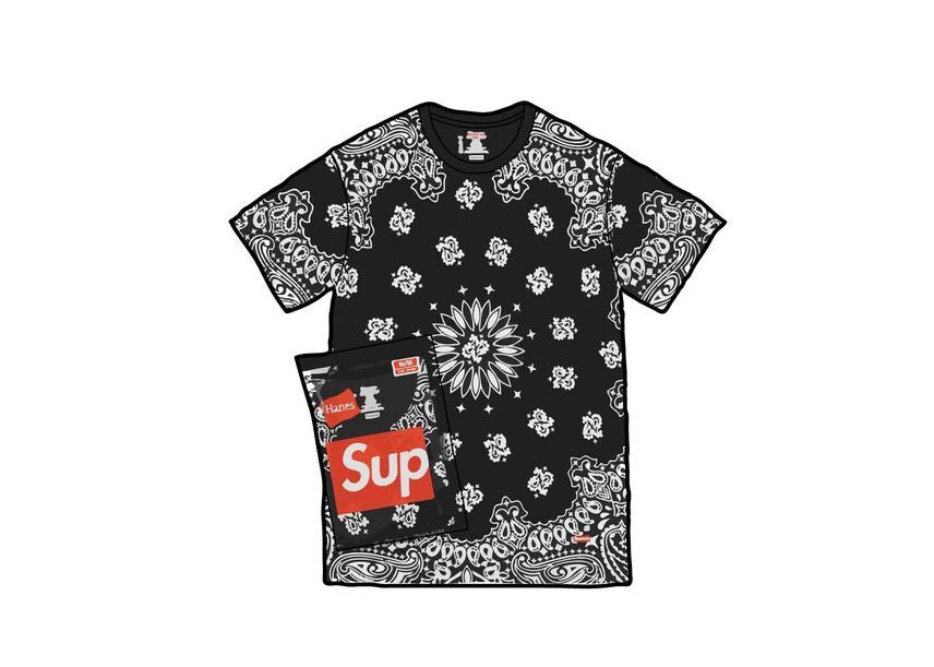 Supreme Hanes Bandana Tagless Tees (2 Pack) Black