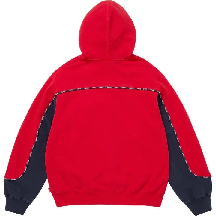 Supreme Piping Zip Up Hooded Sweatshirt Red