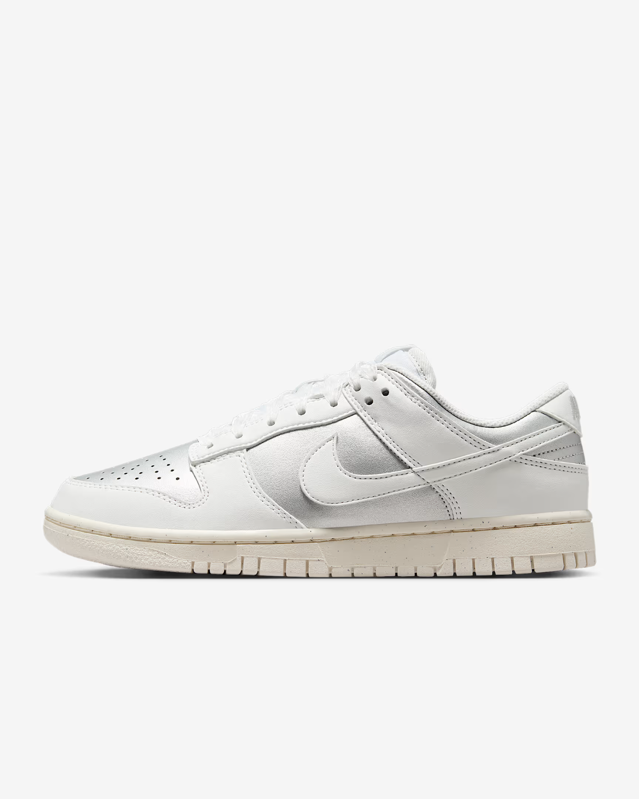 IB7311-001 Nike  Dunk Low Next Nature Metallic Platinum (Women's)