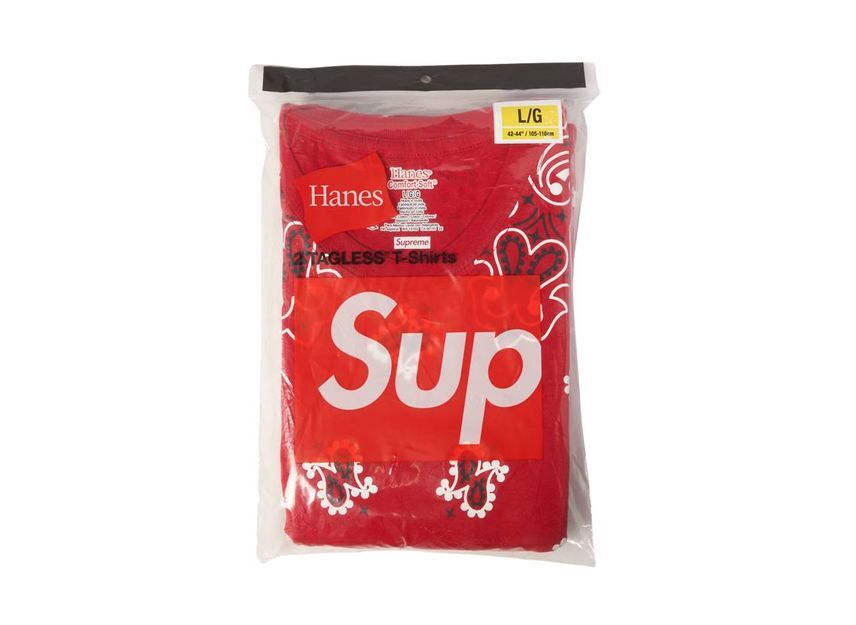 Supreme Hanes Bandana Tagless Tees (2 Pack) Red