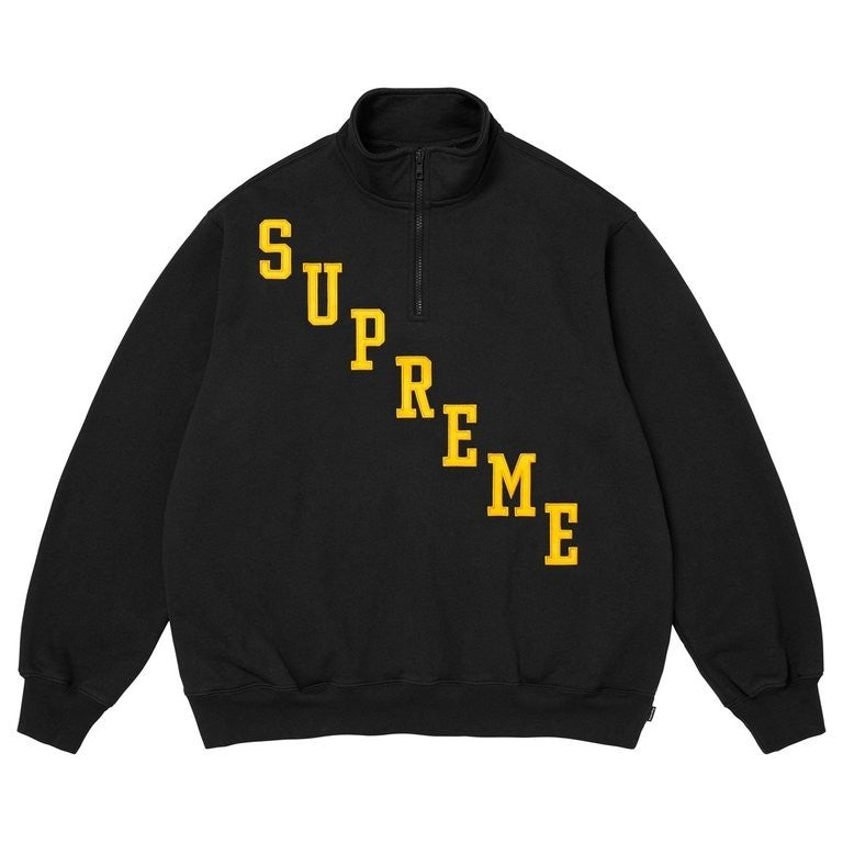 Supreme Slant Applique Half Zip Pullover Black