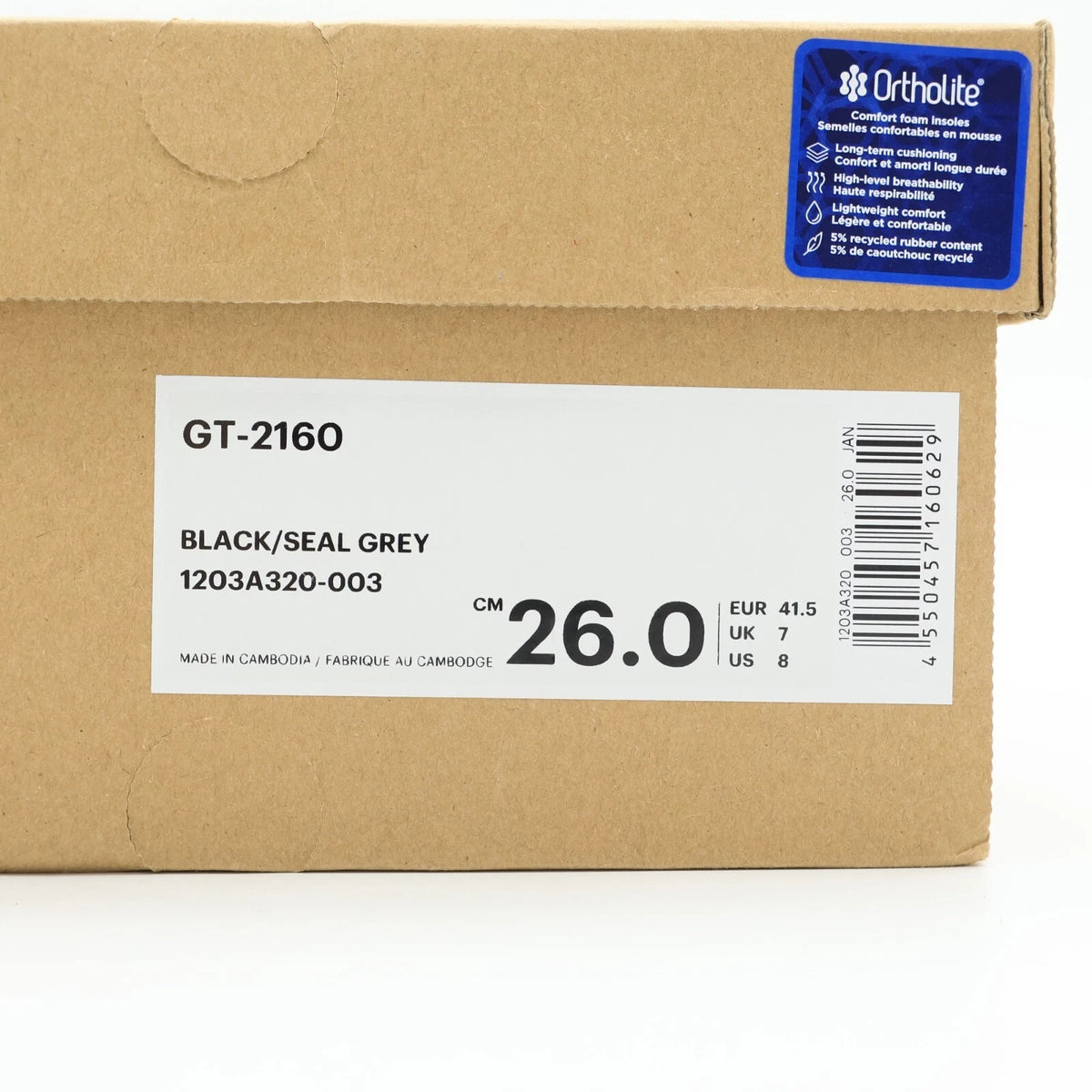 1203A320-003 Asics GT-2160 Black Seal Grey (Men's)