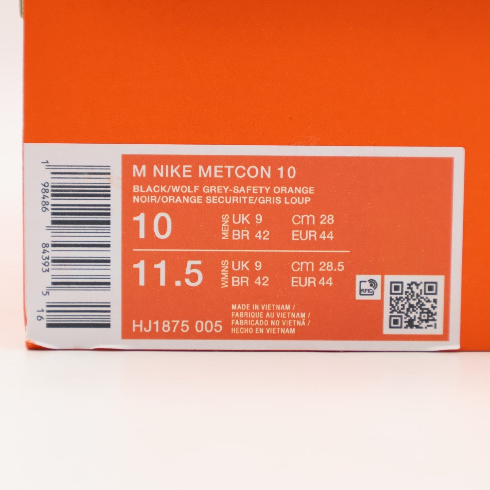 HJ1875-005 Nike Metcon 10 Black Safety Orange Wolf Grey (Men's)