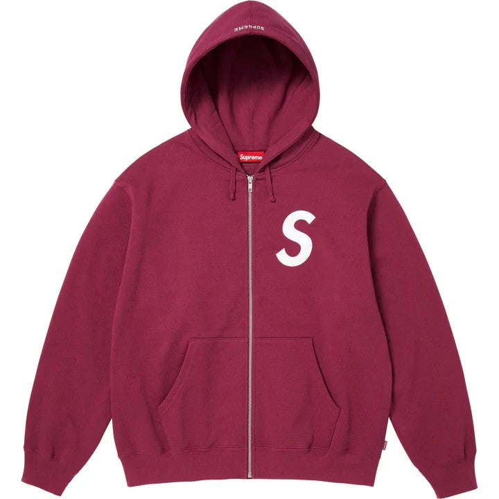 Supreme S Logo Zip Up Hooded Sweatshirt (25FW) Raspberry