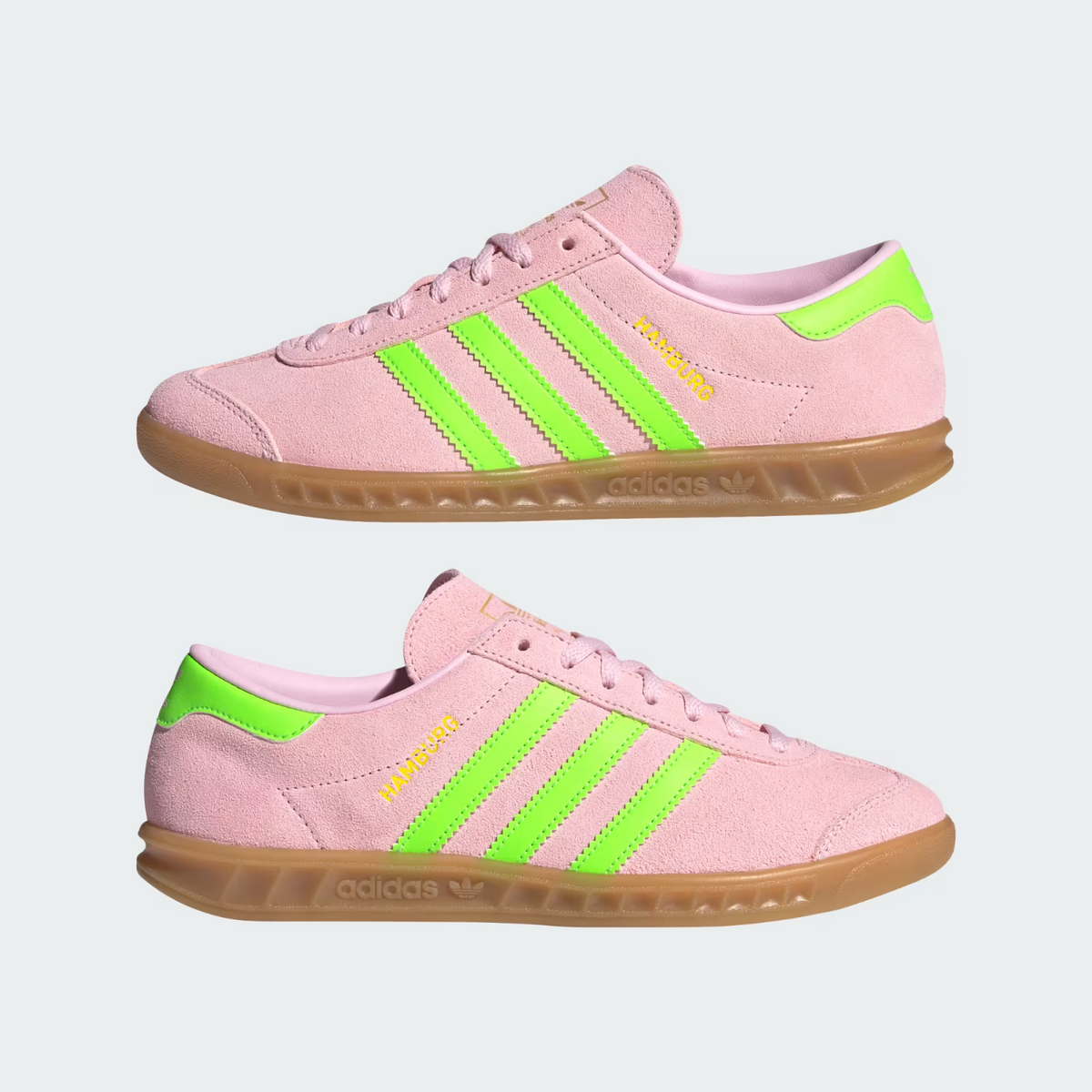 JS0683 adidas Originals Hamburg Clear Pink Solar Green Gold Metallic (Women's)