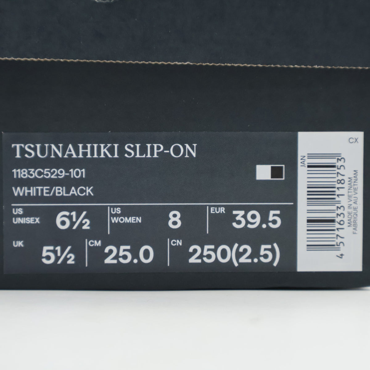 1183C529-101 Onitsuka Tiger Tsunahiki Slip On White Black (Men's)