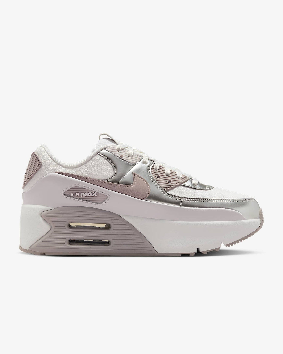 IB0170-101 Nike Air Max 90 LV8 Summit White Vast Grey Metallic (Women's)
