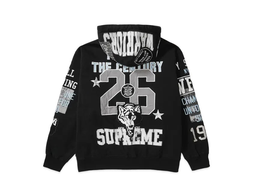 Supreme Warriors AppliquÃ© Zip Up Hooded Sweatshirt "Black"