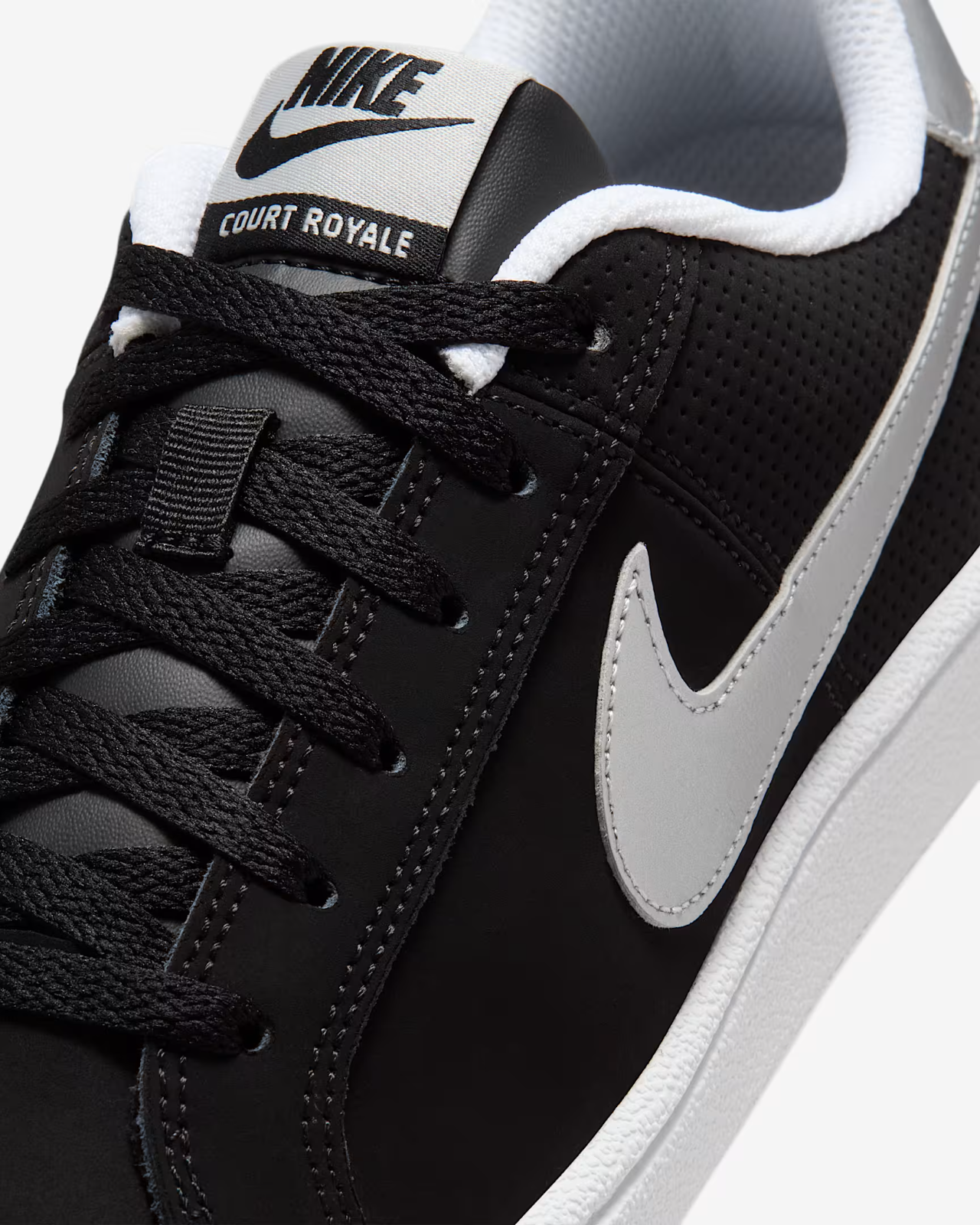 749867-001 Nike Women's Court Royale Black White Metallic Silver (Women's)