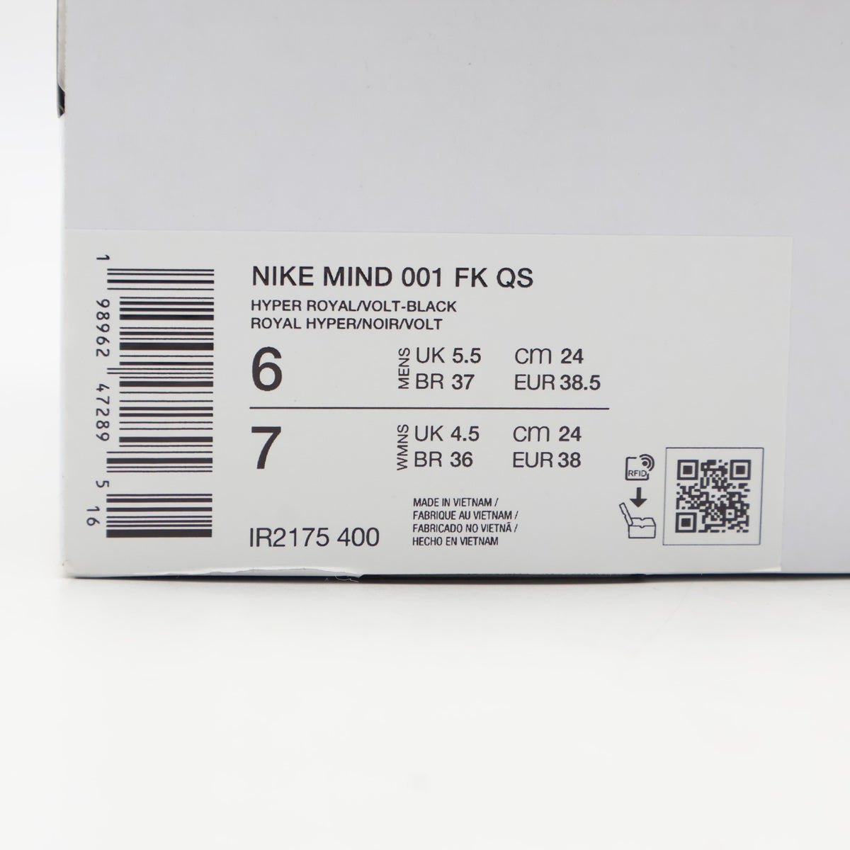 IR2175-400 Nike Mind 001 Flyknit "Hyper Royal" (Men's)