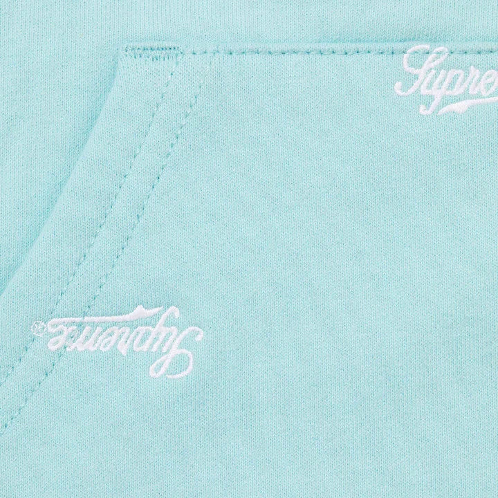 Supreme Repeat Script Zip Up Hooded Sweatshirt Aqua