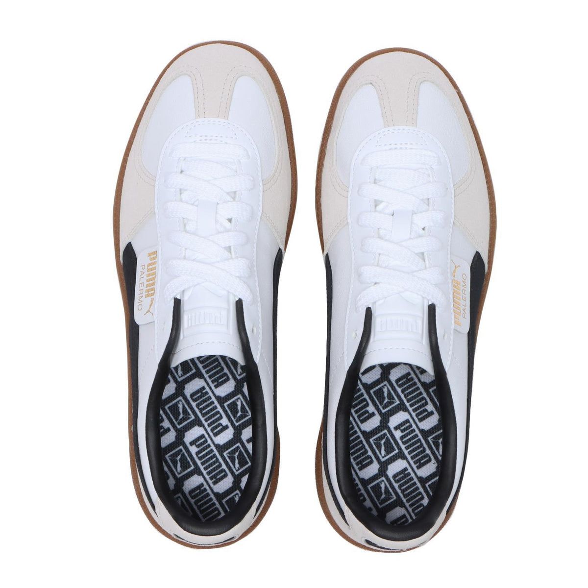 396464-01 Puma Palermo Leather Puma White Vapor Gray Gum (Men's)