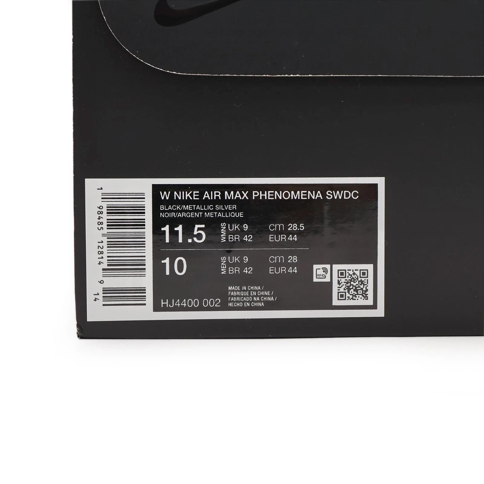HJ4400-002 SWDC Nike  Air Max Phenomena Black Metallic Silver (Women's)