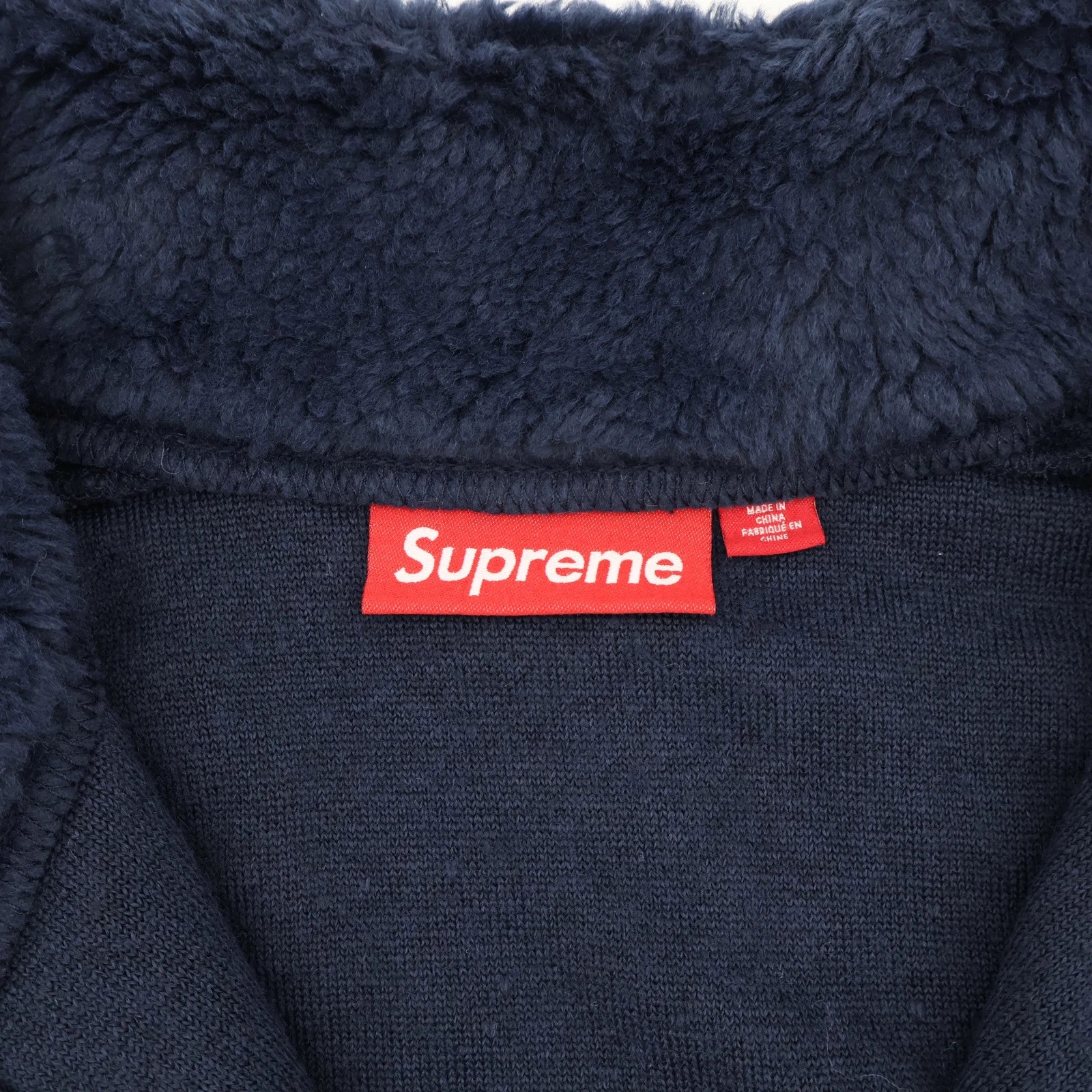 Supreme Shoulder Logo Fleece Jacket Navy
