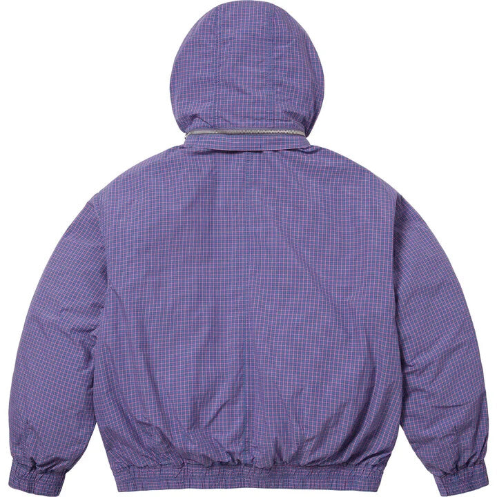 Supreme Leather Collar Utility Jacket Blue Plaid
