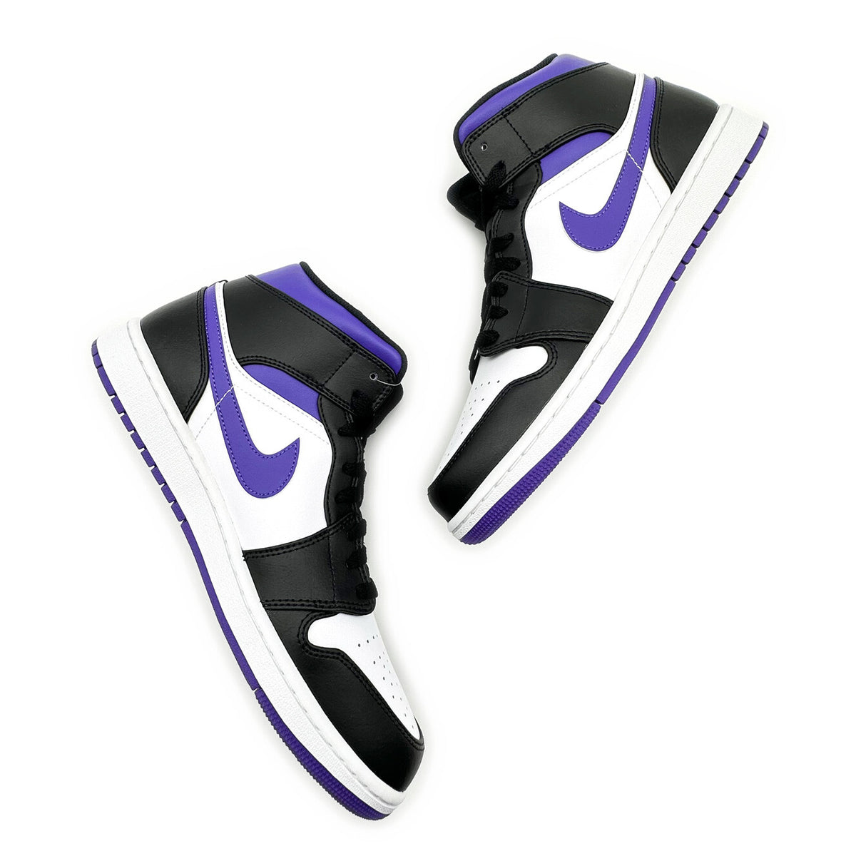 554724-095 Nike Air Jordan 1 Mid Black Court Purple Dark Iris White (Men's)