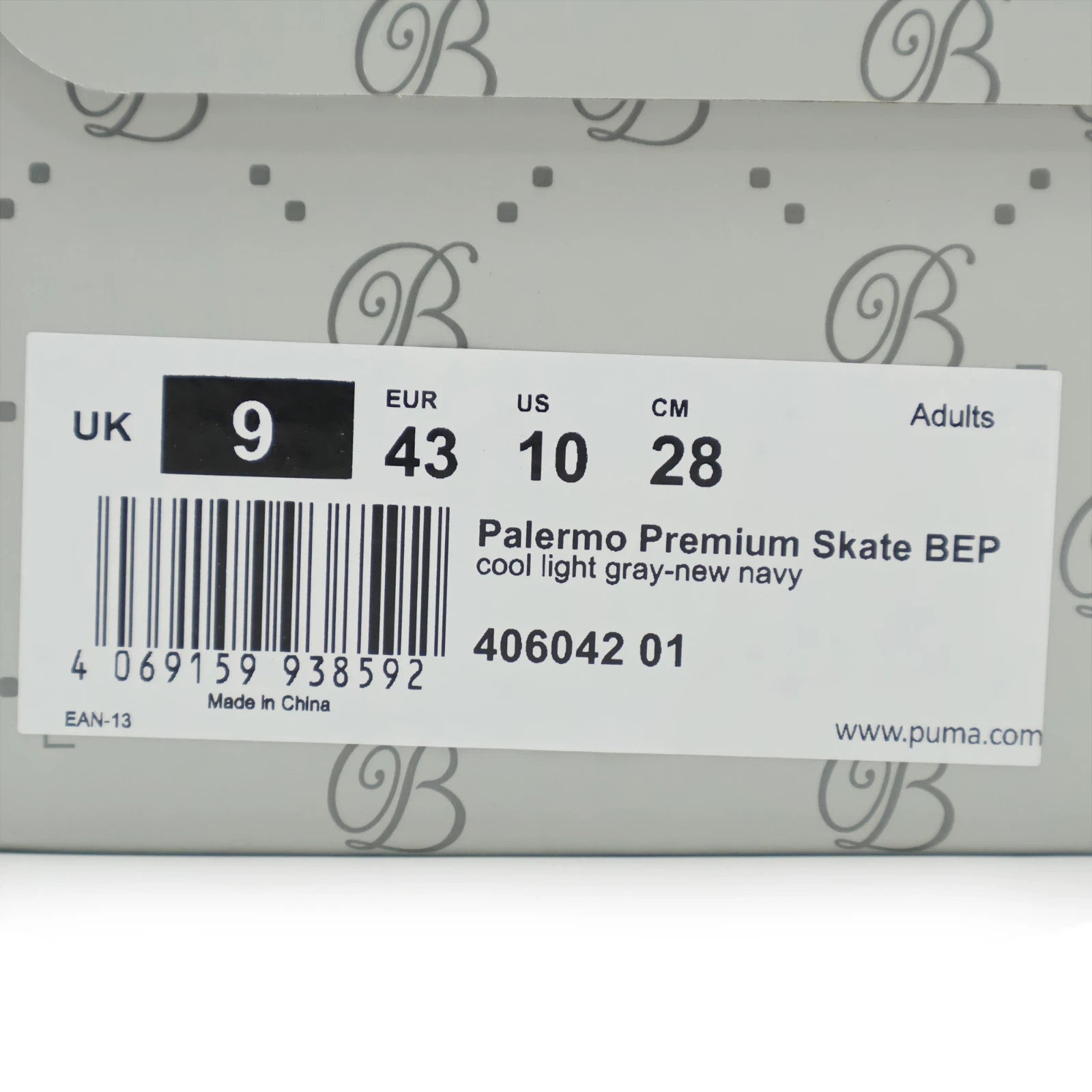 406042-01 BlackEyePatch Puma Cup Palermo Premium Cool Light Gray New Navy (Men's