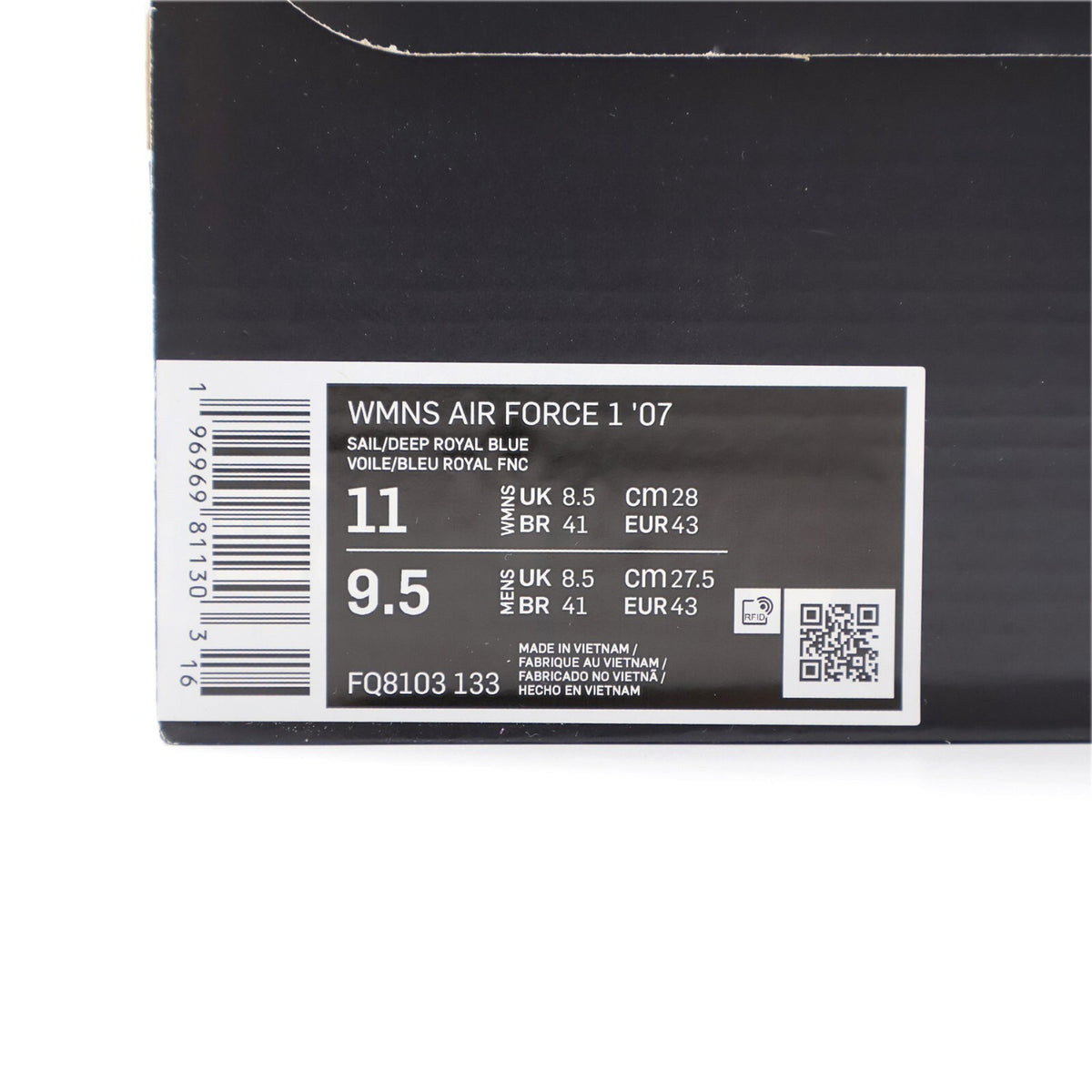 FQ8103-133 Nike Air Force 1 '07 Sail Pale Vanilla Gold Suede Deep Blue (Women's)