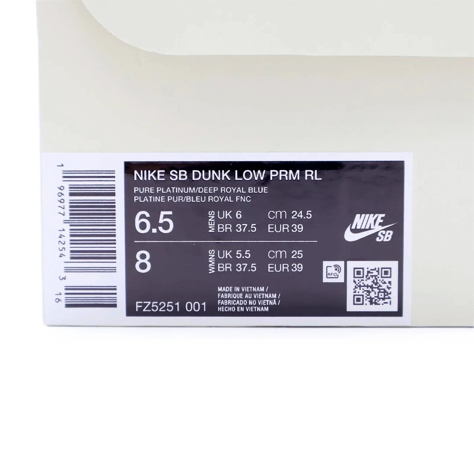 FZ5251-001 Rayssa Leal Nike SB Dunk Low PRM Pure Platinum Vivid Purple (Men's)