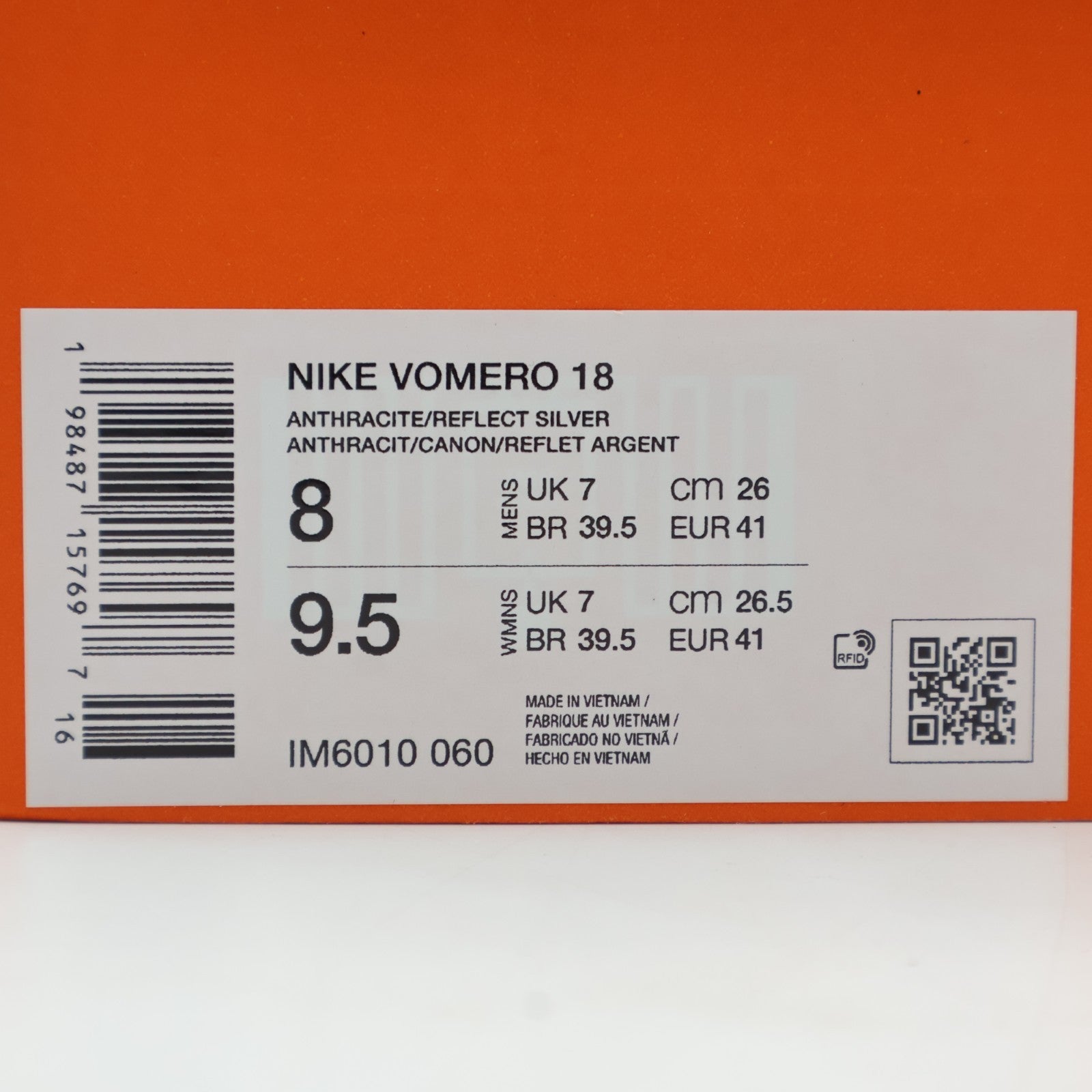 IM6010-060 Nike Vomero 18 Road Running Shoes Anthracite Canyon Metall (Men's)