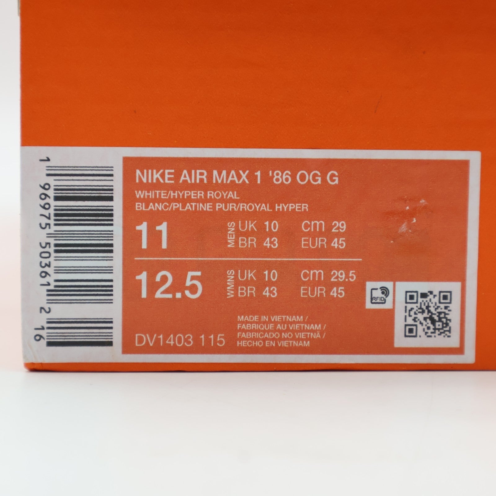 DV1403-115 Nike Air Max 1 '86 OG Golf Royal (Men's)