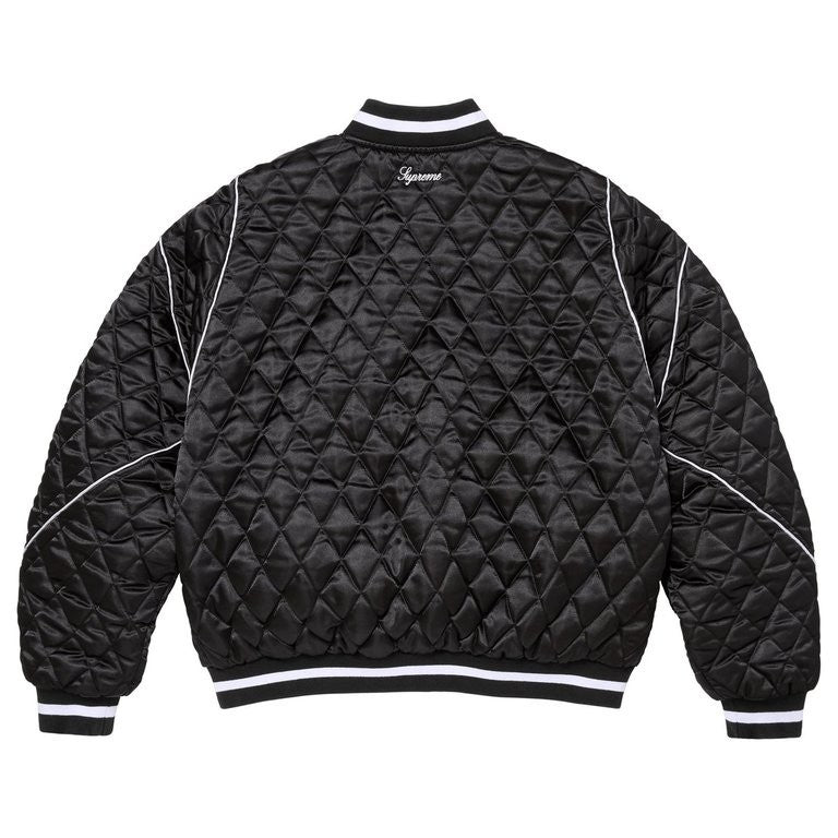 Supreme x Champion Quilted Satin Varsity Jacket Black
